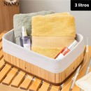 Kit 3 Cestos Organizadores de Bambu com Forro