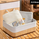 Kit 3 Cestos Organizadores de Bambu com Forro