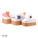 Kit 3 Cestos Organizadores de Bambu com Forro