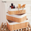 Kit 3 Cestos Organizadores de Bambu com Forro