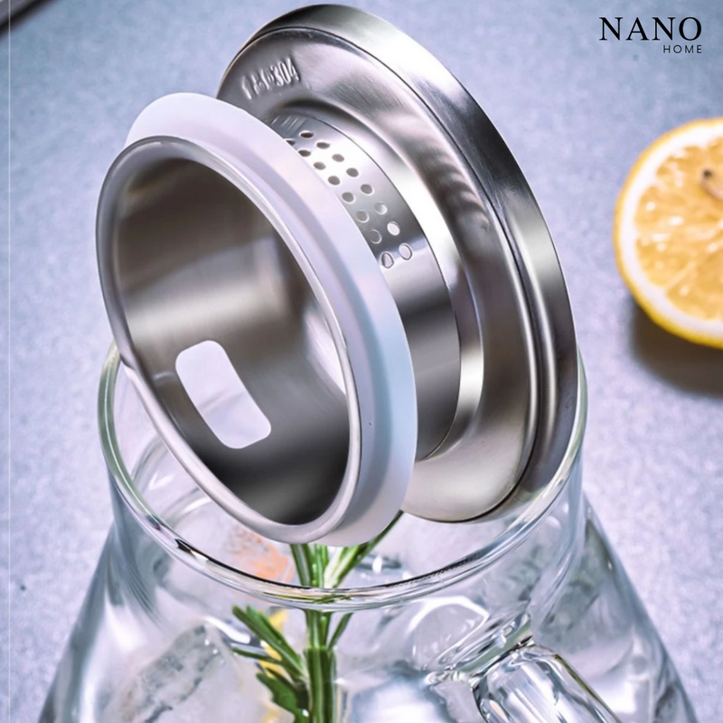 Jarra de Vidro Borossilicato 2,2L com Tampa Inox – Resistência e Elegância para Servir