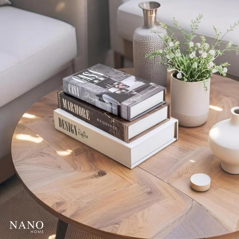 Kit 3 Livros Decorativos Falsos – Porta-Objetos Discreto e Sofisticado