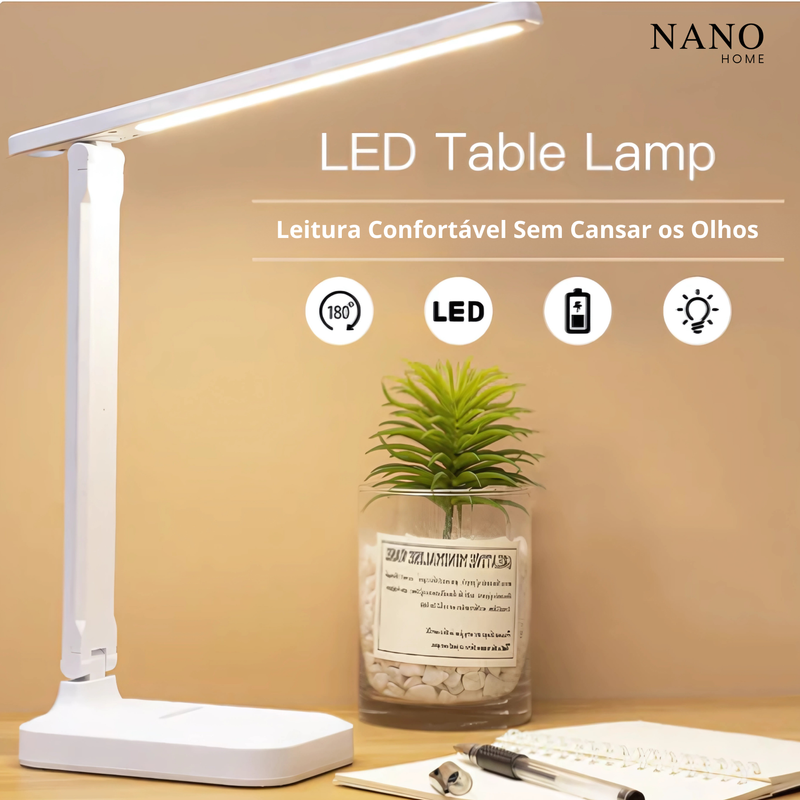 Luminária Recarregável 16 LEDs – Leitura Confortável Sem Cansar os Olhos