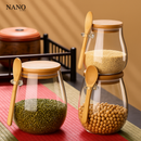 Kit 3 Potes Premium de Vidro Borossilicato com Tampa e Colher de Bambu