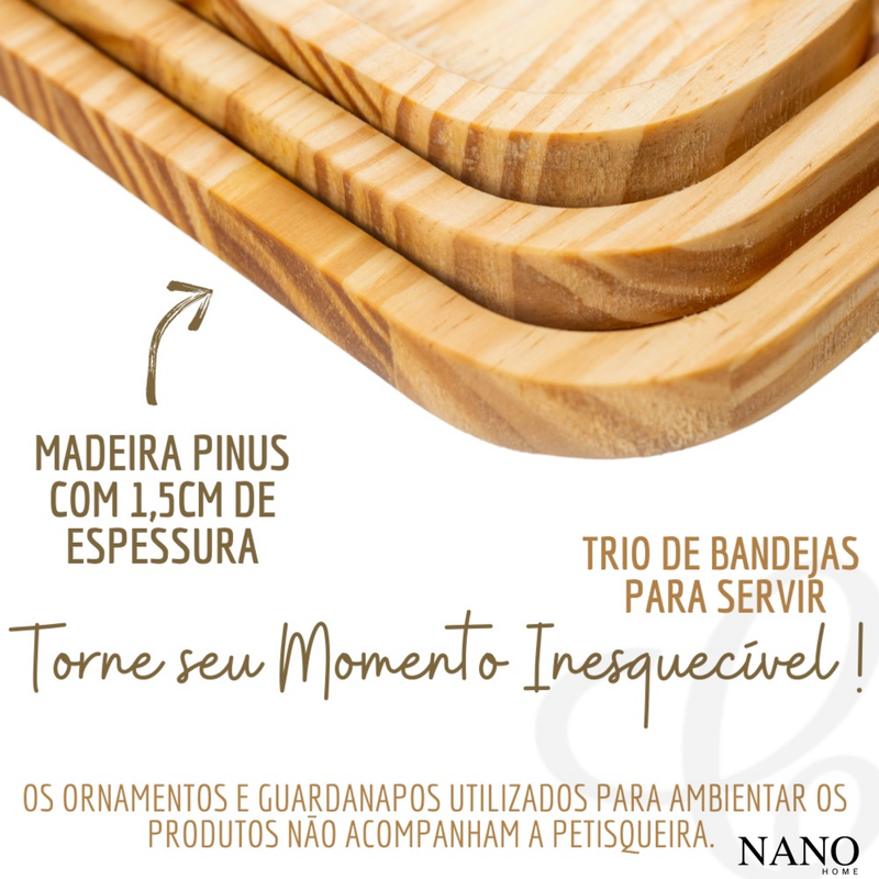 Kit Petisqueira de Madeira Luxo