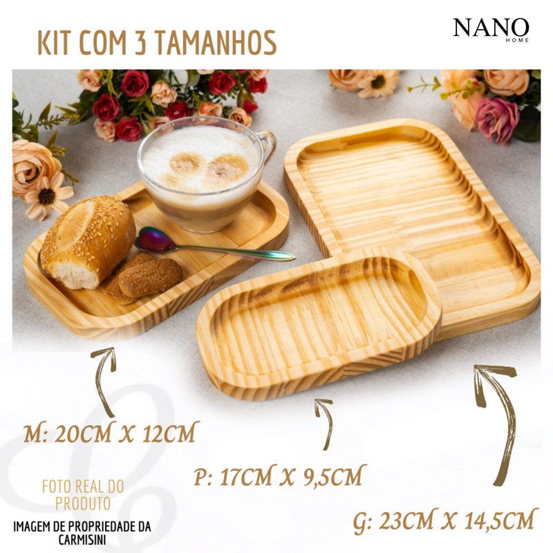 Kit Petisqueira de Madeira Luxo