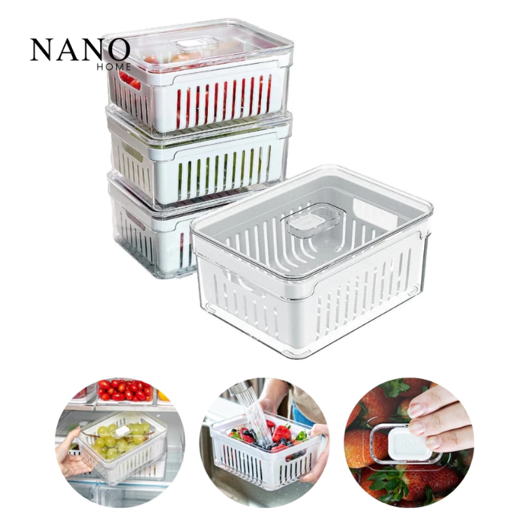 Kit com 4 Organizadores de Geladeira - Nano Home