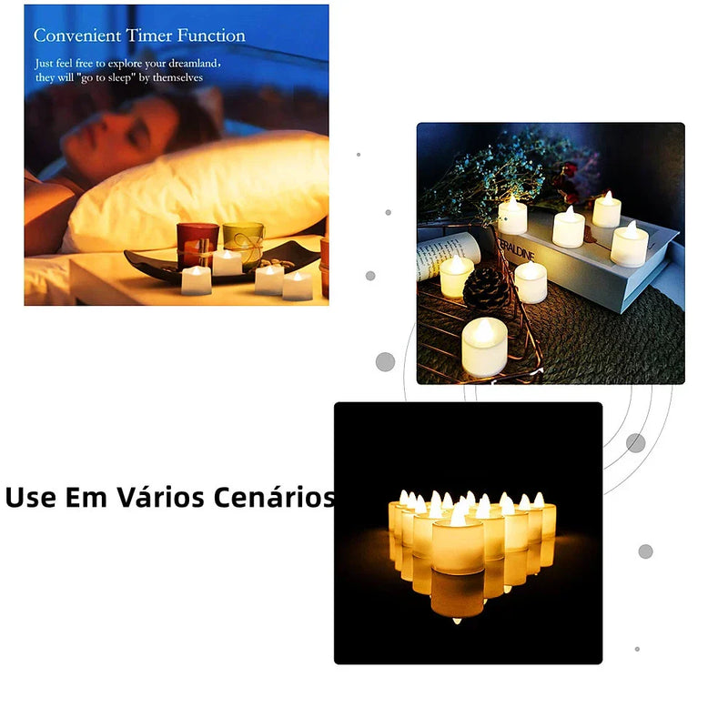 10 Peças Vela Led Eletrônica Linda Amarela Decorativa, Festa