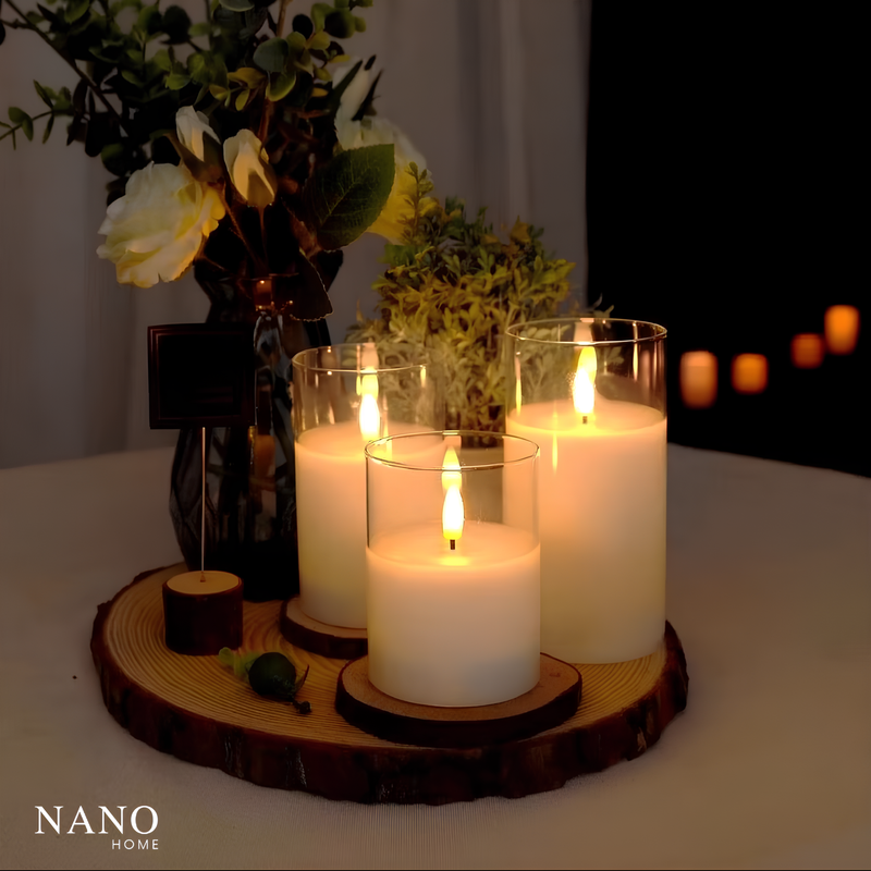 Trio de Velas LED com Castiçal – Decoração Sofisticada e Aconchegante