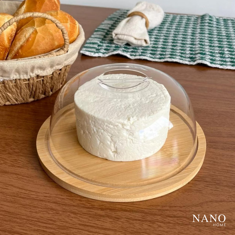 Porta Queijo e Frios em Bambu com Tampa Acrílico – Conserva, Protege e Decora Sua Mesa
