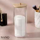 Kit Organizador Algodão e Cotonetes Acrílico Tampa de Bambú