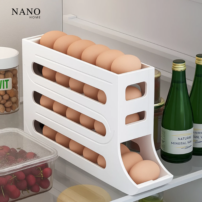 Porta Ovos Organizador de Geladeira – 4 Andares com Bandeja Deslizante