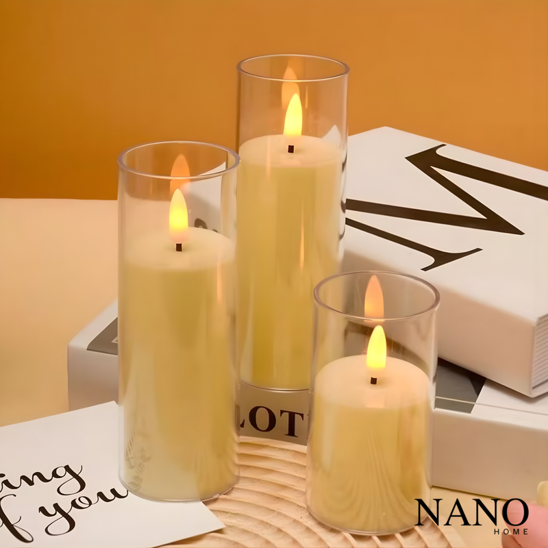 Trio de Velas com Castiçal LED