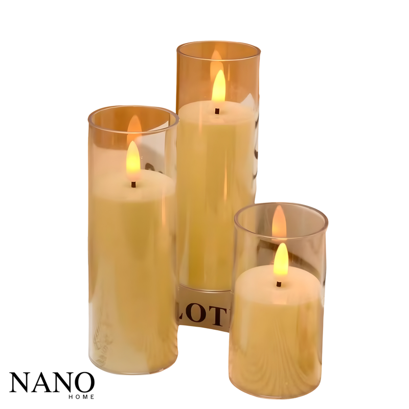 Trio de Velas com Castiçal LED