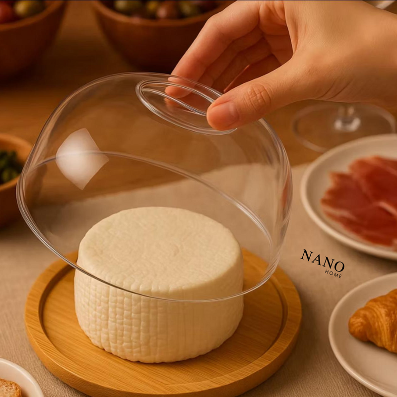 Porta Queijo e Frios em Bambu com Tampa Acrílico – Conserva, Protege e Decora Sua Mesa