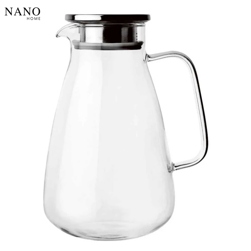 Jarra de Vidro Borossilicato 2,2L com Tampa Inox – Resistência e Elegância para Servir