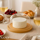 Porta Queijo com Tampa de Acrílico e Base em Bambu