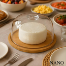 Porta Queijo com Tampa de Acrílico e Base em Bambu