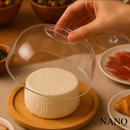 Porta Queijo com Tampa de Acrílico e Base em Bambu
