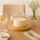 Porta Queijo com Tampa de Acrílico e Base em Bambu