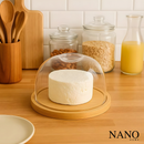 Porta Queijo com Tampa de Acrílico e Base em Bambu