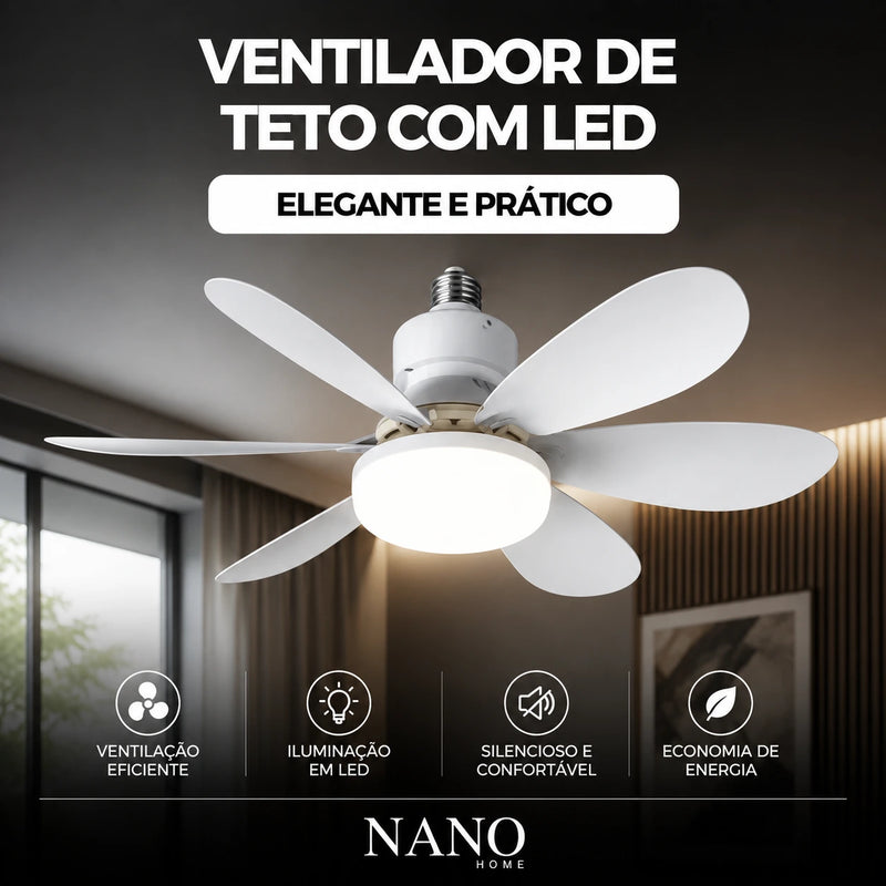 Ventilador de Teto Com Iluminação Led e Controle Remoto Smart - OFERTA ESPECIAL