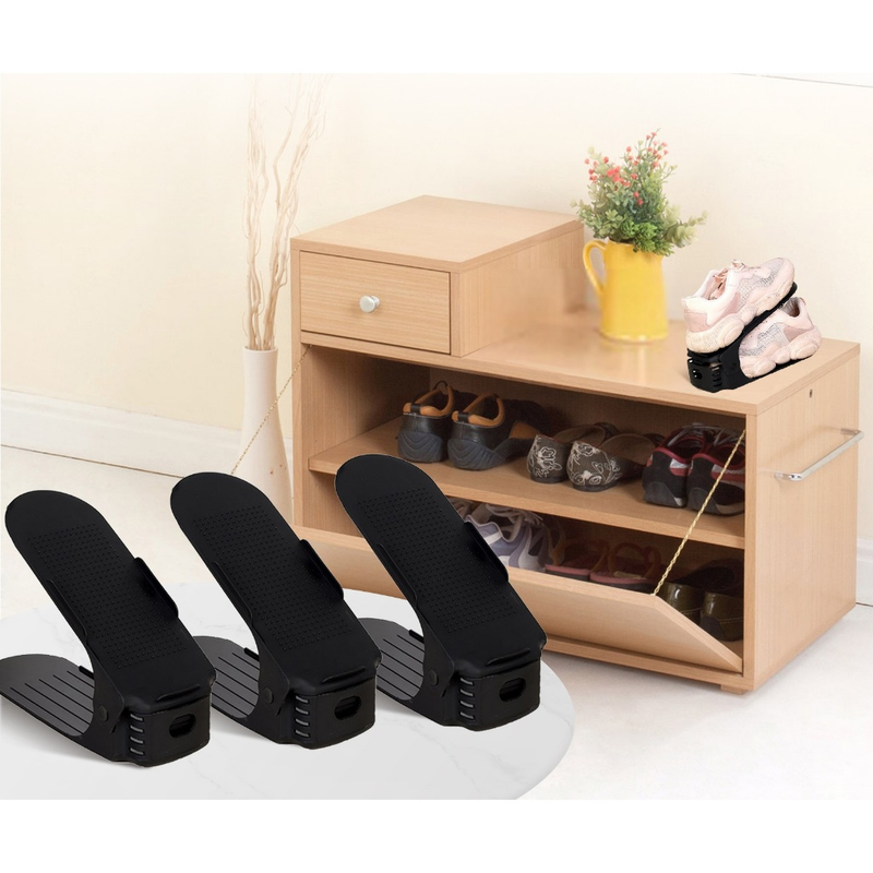 Kit 10 Organizadores de Sapatos Tênis com regulagem de altura Preto