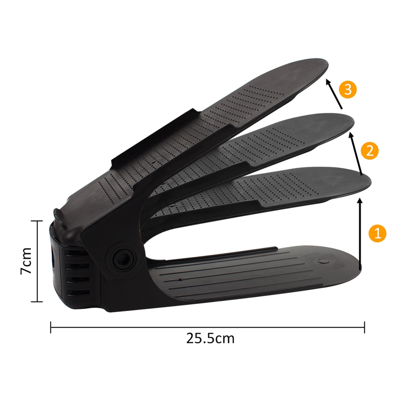 Kit 10 Organizadores de Sapatos Tênis com regulagem de altura Preto