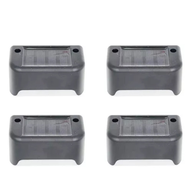 Kit 4 Balizador de Escada Energia Solar Luminaria LED Sobrepor Externo Preto