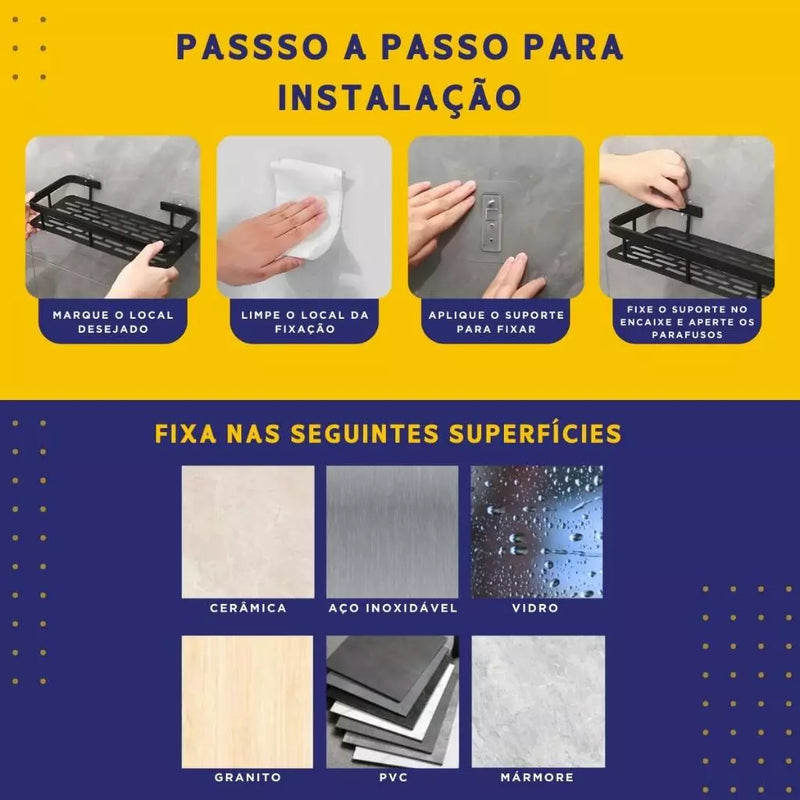 Suporte De Banheiro Organizador - Porta Shampoo E Sabonete
