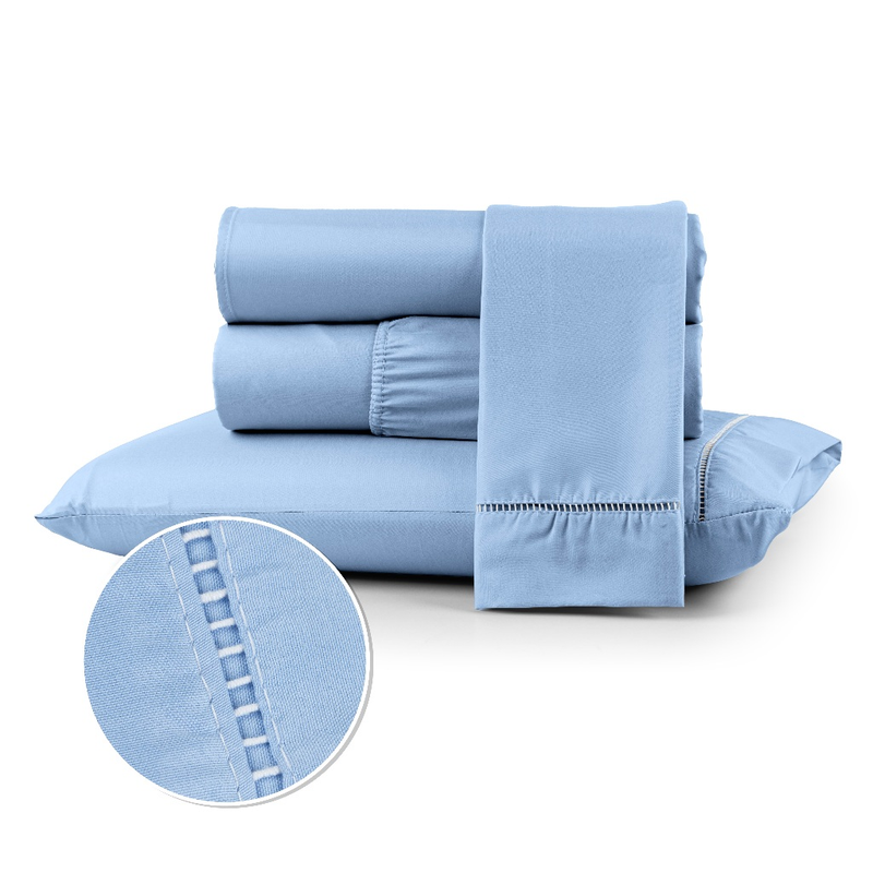 Kit Jogo Lençol Cama Box Casal Queen 400 fios Micropercal 03 Peças Ponto Palito