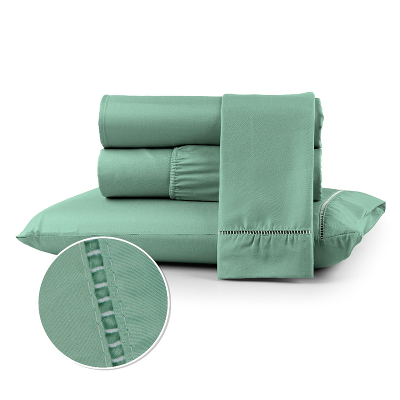 Kit Jogo Lençol Cama Box Casal Queen 400 fios Micropercal 03 Peças Ponto Palito