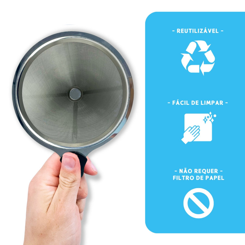 Filtro Coador Inox Reutilizável - 103 Premium | Dispensa Papel | Café Mais Forte e Sustentável - BC