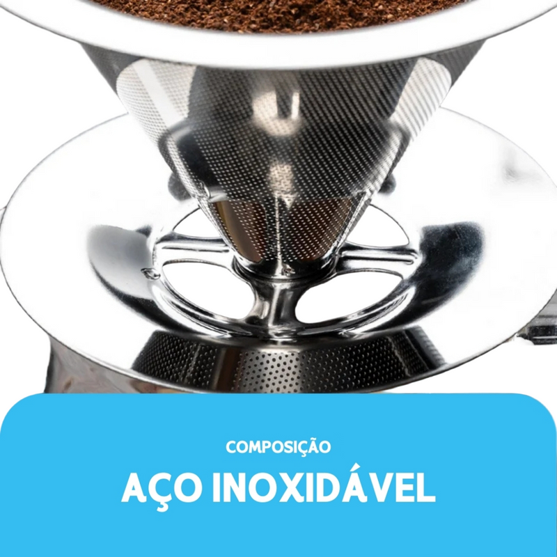 Filtro Coador Inox Reutilizável - 103 Premium | Dispensa Papel | Café Mais Forte e Sustentável - BC
