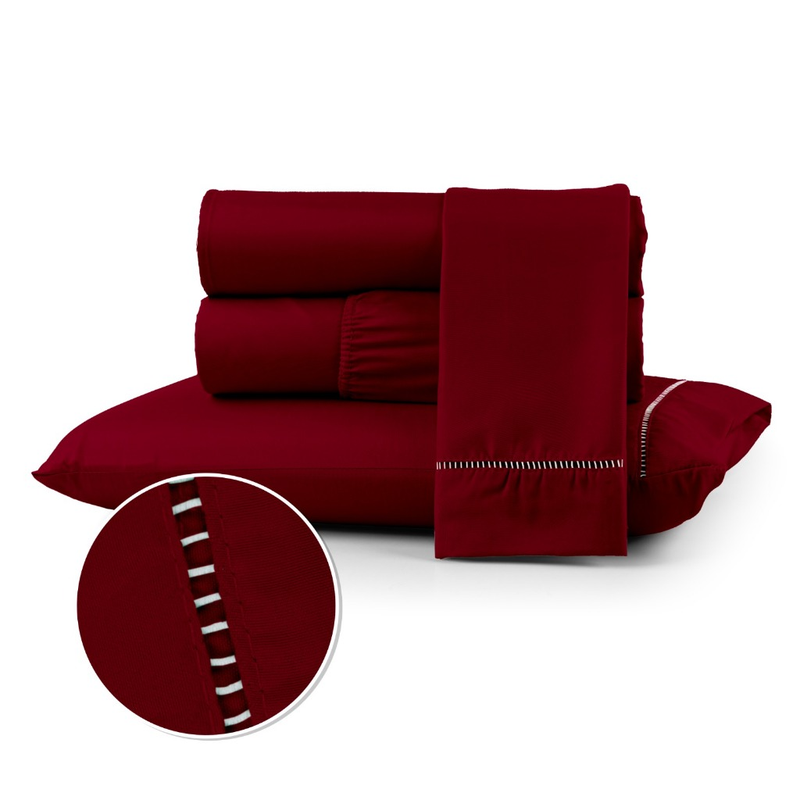 Kit Jogo Lençol Cama Box Casal Queen 400 fios Micropercal 03 Peças Ponto Palito