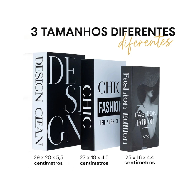 Kit com 3 Caixas Decorativas e Porta-Objetos