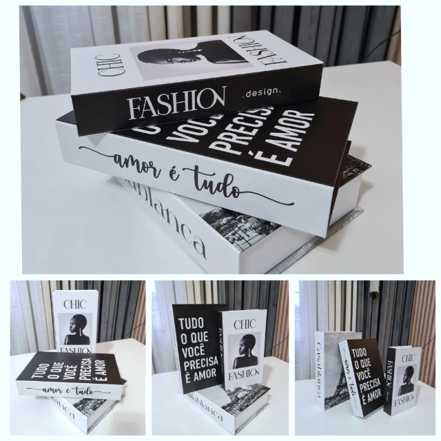 Kit com 3 Caixas Decorativas e Porta-Objetos