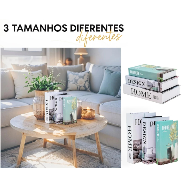 Kit com 3 Caixas Decorativas e Porta-Objetos