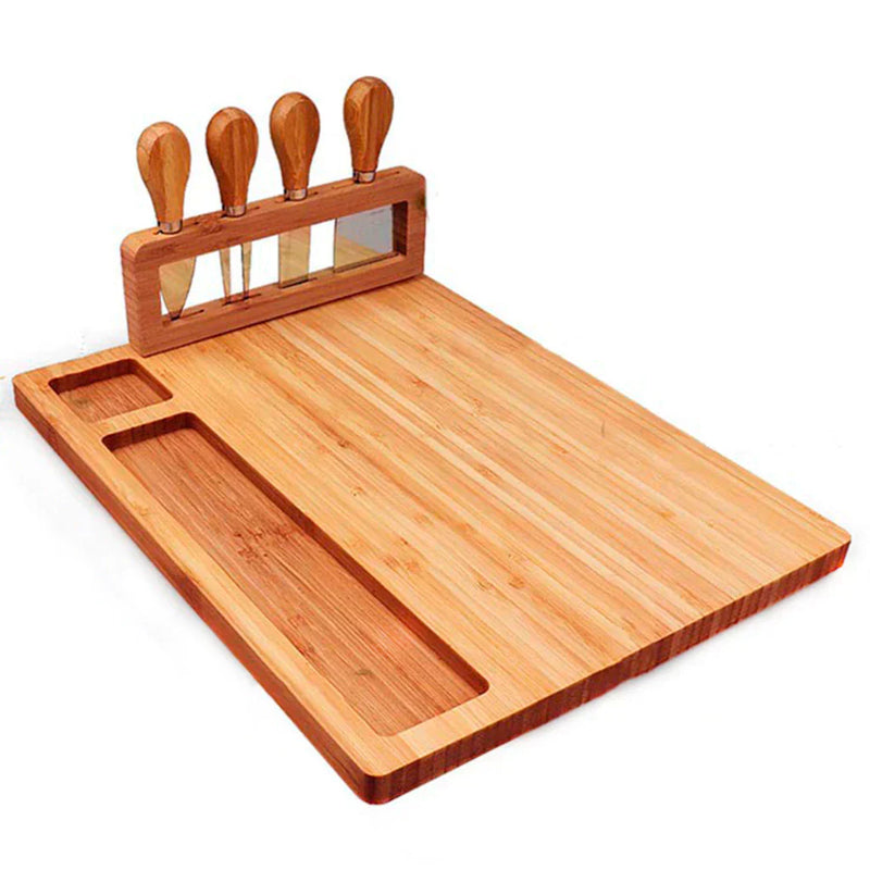 Tábua Queijos e Frios + Kit Espátulas 04 Peças