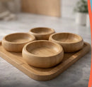 Conjunto Bandeja e 4 Bowls em Bambu Natural