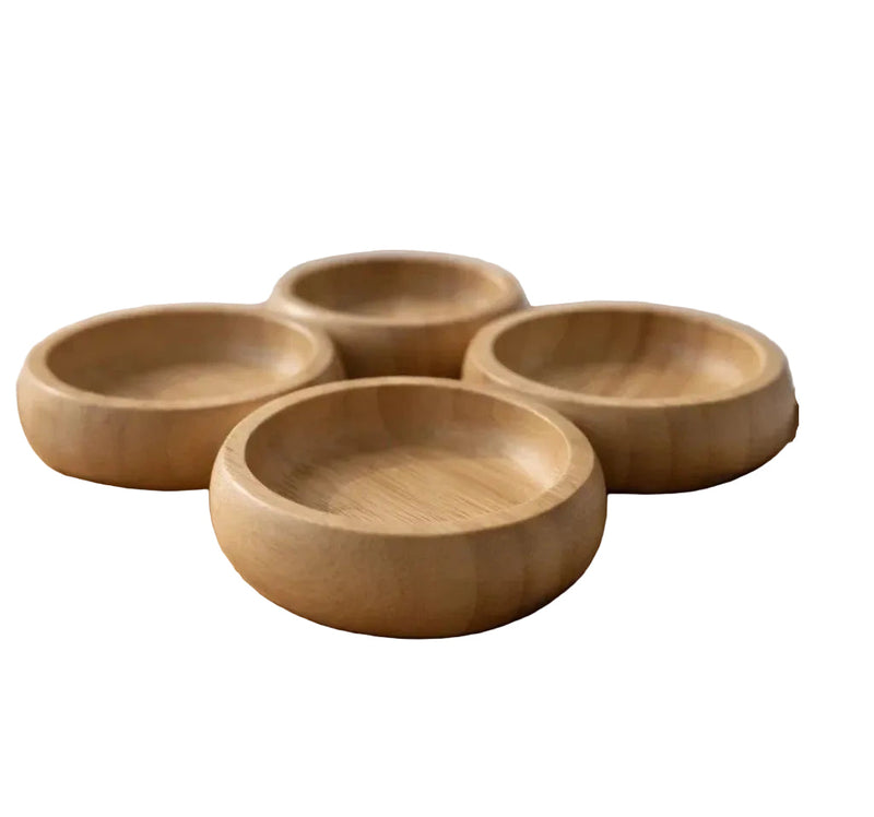 Conjunto Bandeja e 4 Bowls em Bambu Natural