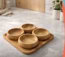 Conjunto Bandeja e 4 Bowls em Bambu Natural