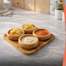 Conjunto Bandeja e 4 Bowls em Bambu Natural