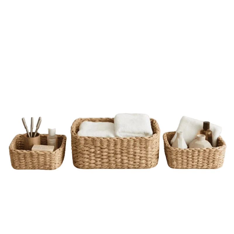 Conjunto de 3 Cestos em Bambu e Rattan
