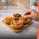 Conjunto Bandeja e 4 Bowls em Bambu Natural