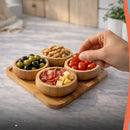 Conjunto Bandeja e 4 Bowls em Bambu Natural