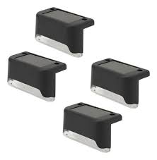 Kit com 4 Balizadores de Escada LED Solar   Preto