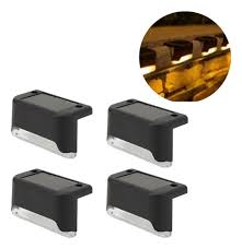 Kit com 4 Balizadores de Escada LED Solar   Preto