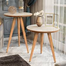 Kit com 2 Mesas Laterais Redondas - Canto de Sofá