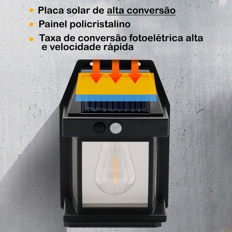 Luminaria Solar Com Movimento Sensor Luz De Parede Lâmpada LED, Luz Solar Impermeável, Energia Solar